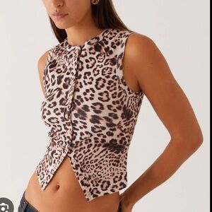 Peppermayo Animal Print Sleeveless Blouse